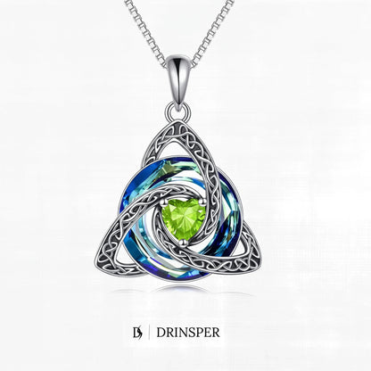 ✝️✨ Birthstone Celtic Trinity Knot Necklace – Meaningful Silver-Plated Crystal Jewelry Gift 💎❤️