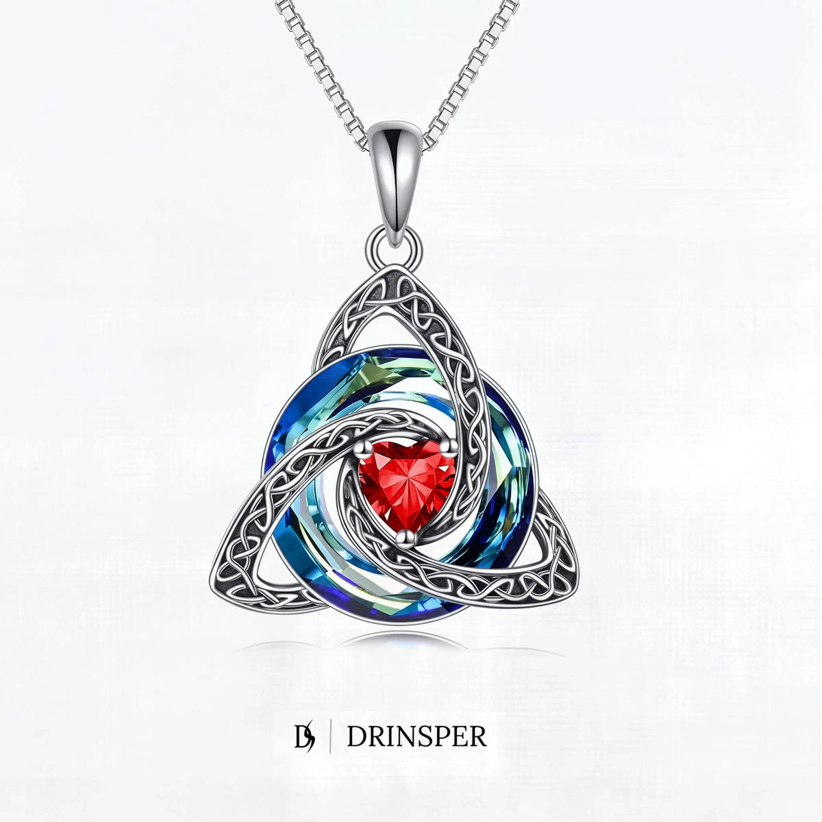 ✝️✨ Birthstone Celtic Trinity Knot Necklace – Meaningful Silver-Plated Crystal Jewelry Gift 💎❤️