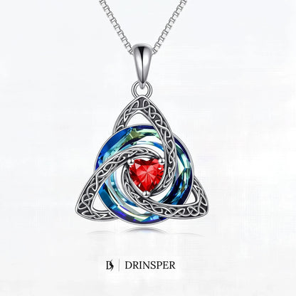 ✝️✨ Birthstone Celtic Trinity Knot Necklace – Meaningful Silver-Plated Crystal Jewelry Gift 💎❤️