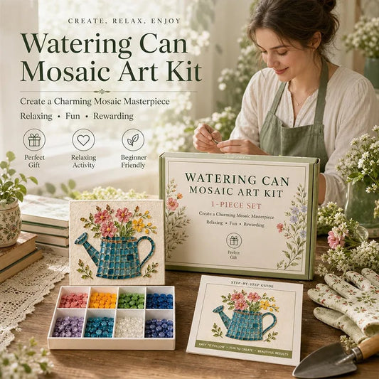 🔥 Last Day 49% OFF - 🌿 Watering Can Mosaic Art Kit | Beginner-Friendly Floral DIY Craft with Vibrant Mosaic Beads & Sturdy Display Base ✨