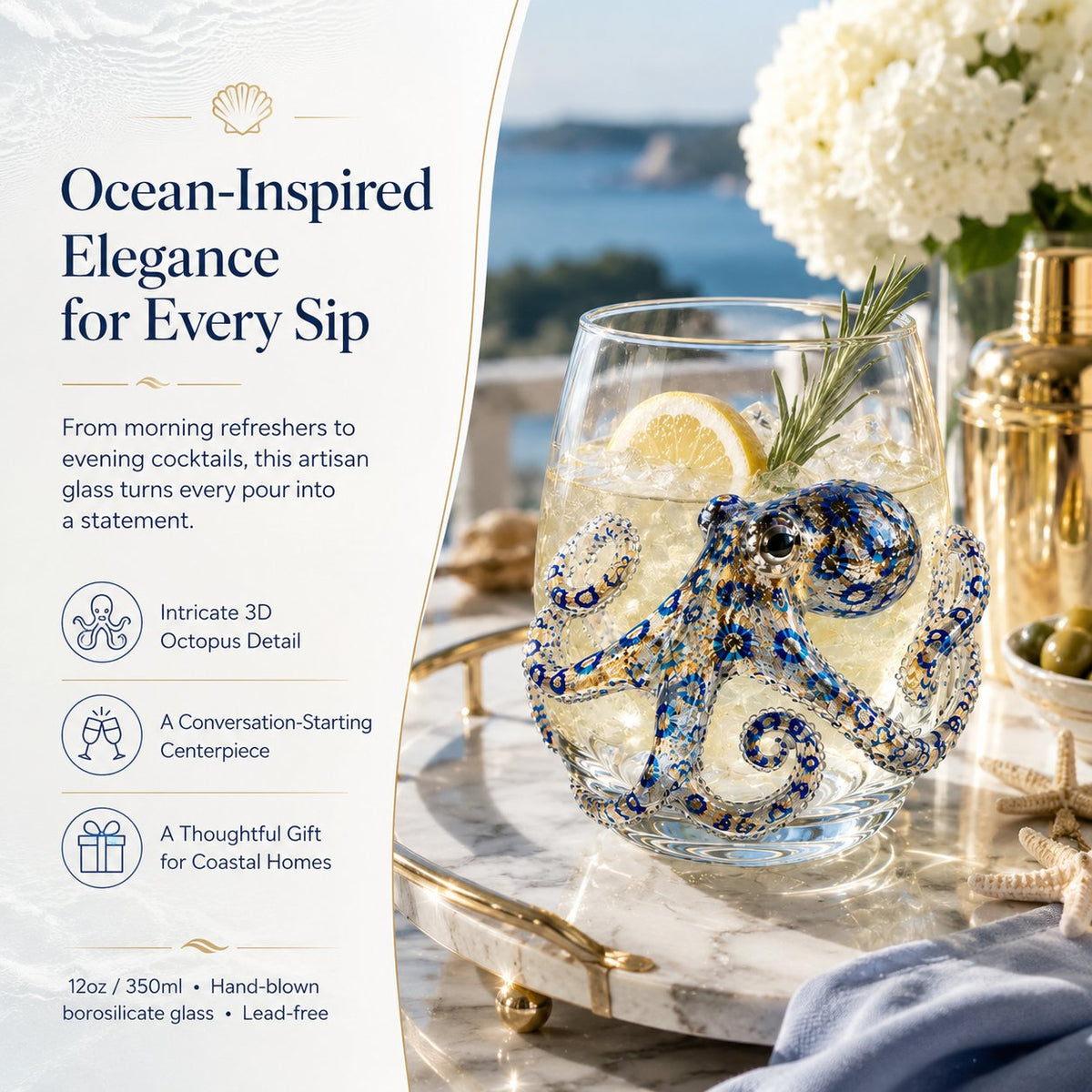 🌊 3D Ocean Animal Artisan Glassware Collection for Fresher Sips, Coastal Elegance & Elevated Home Bar Vibes