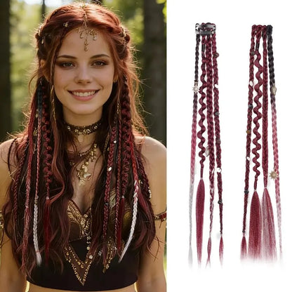 🌿🎨 Boho Beaded Clip-In Braids – Effortless Festival & Everyday Hair Transformation(✨2Pcs)