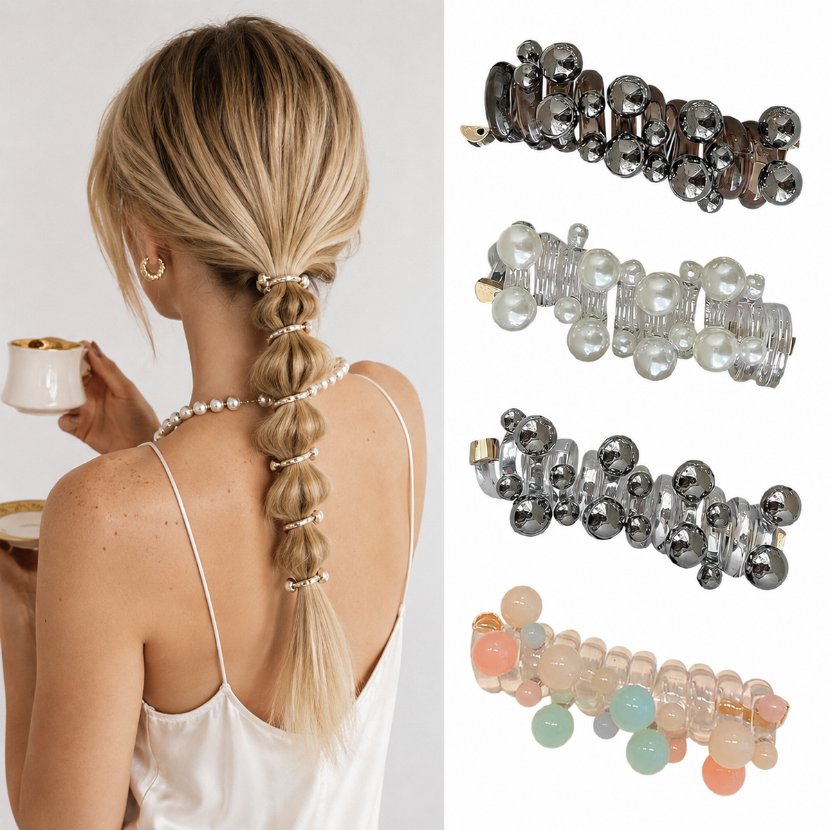 Pearl Spiral Hair Clip – Elegant Twist Styling Tool