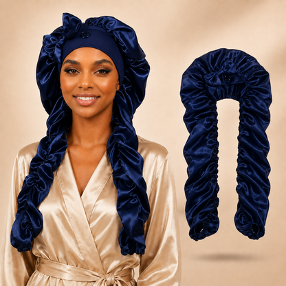 2-in-1 Heatless Curling Wrap Bonnet – Satin Sleep Cap for Effortless Curls & Hair Protection