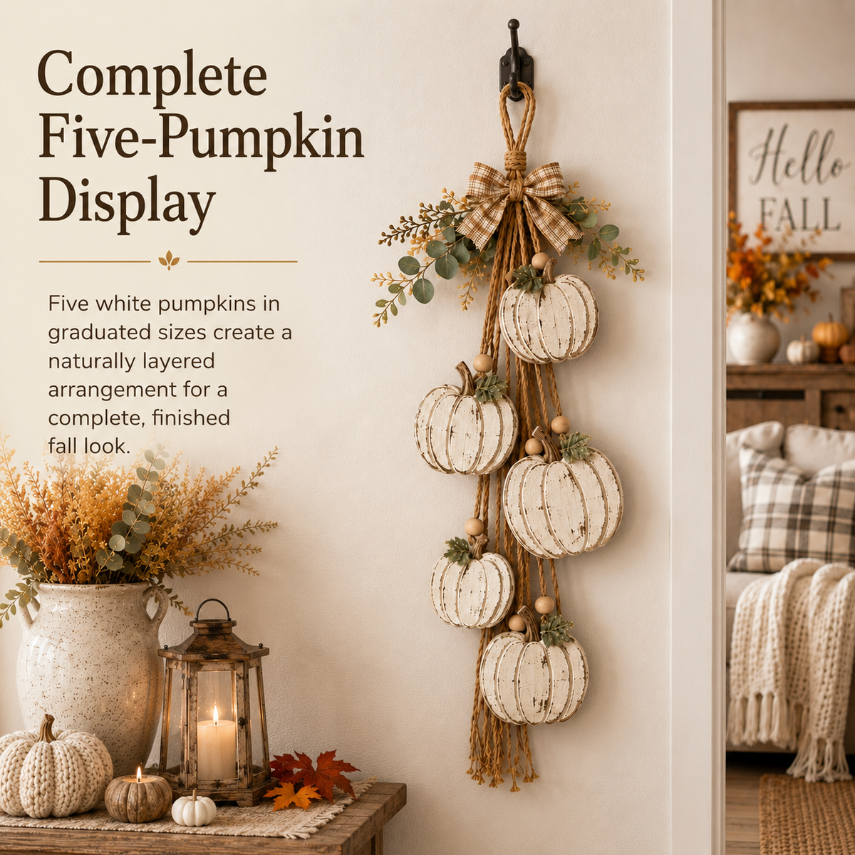🎃✨ Rustic Pumpkin Door Hanging for Cozy Fall Decor 🍂