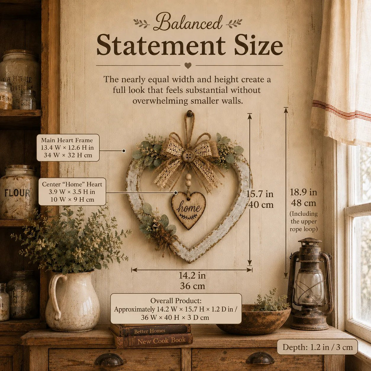 🤎🏡 Rustic Farmhouse Heart Wall Decor – Cozy “Home” Charm for Any Space ✨❤️