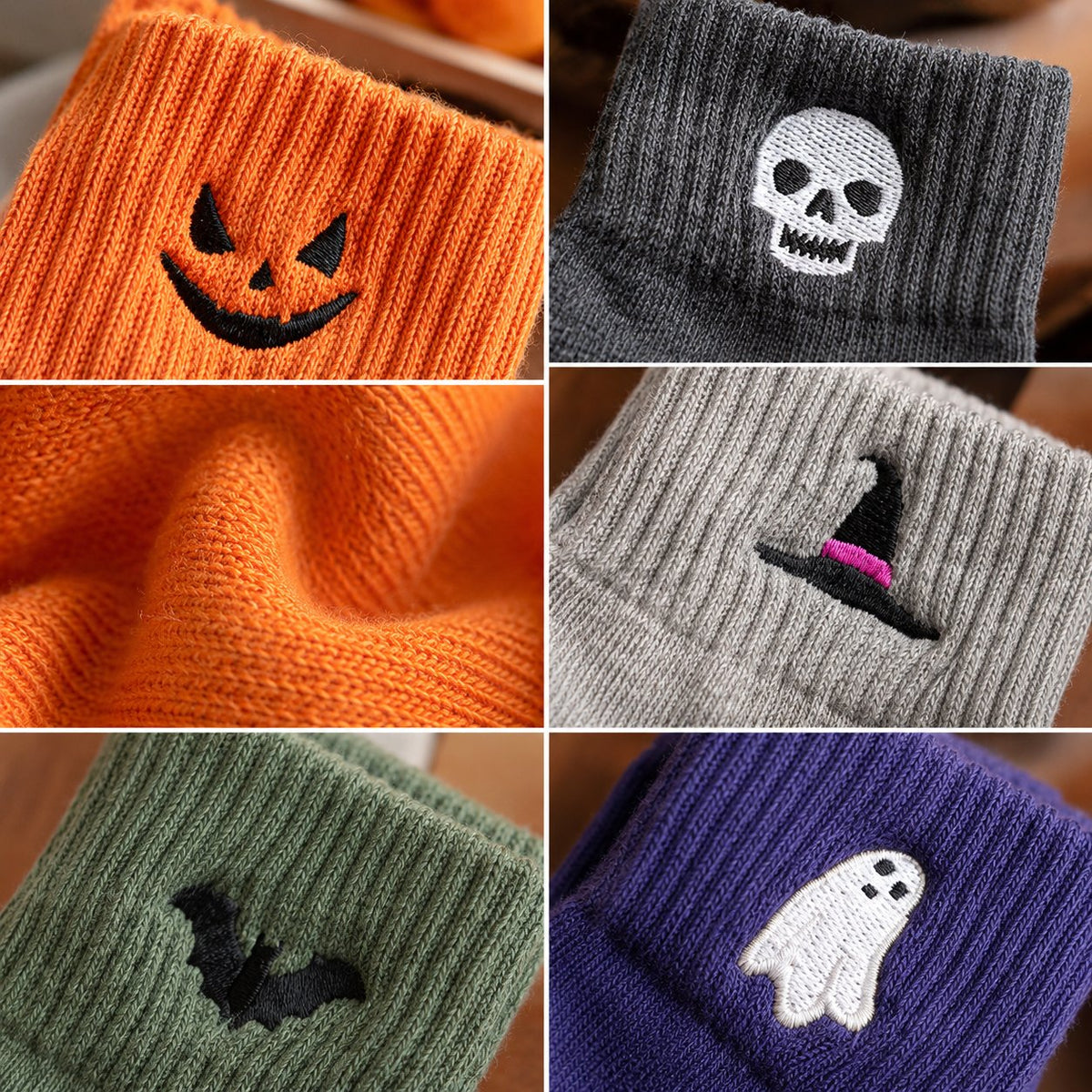 🔥LAST DAY 50% OFF -🎃 Viral Halloween Embroidered Crew Socks – Cute Spooky Knit Socks | 100% Cotton✨