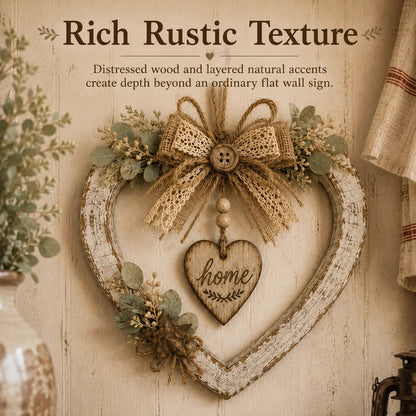 🤎🏡 Rustic Farmhouse Heart Wall Decor – Cozy “Home” Charm for Any Space ✨❤️