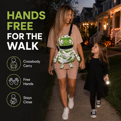 🧟🍬Hands-Free Musical Animated Mummy Children's Halloween Trick or Treat Bag with Wide-Open Mouth