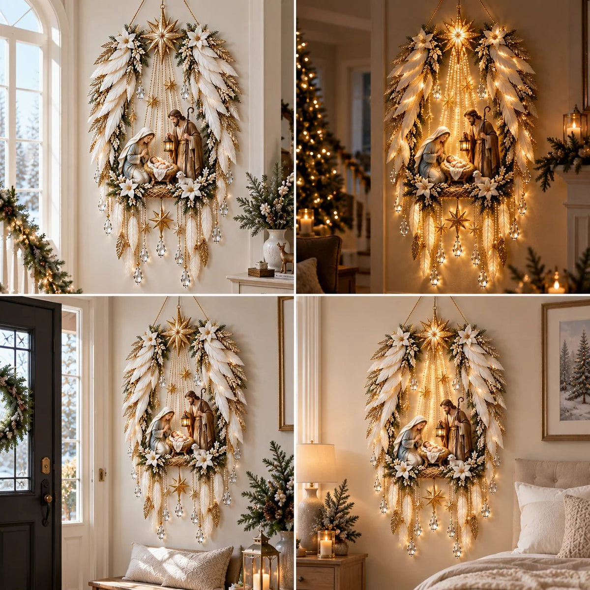 👼 Heavenly Angel Wings Nativity Light✨ – Lighted Christmas Wall Decor  ✈️
