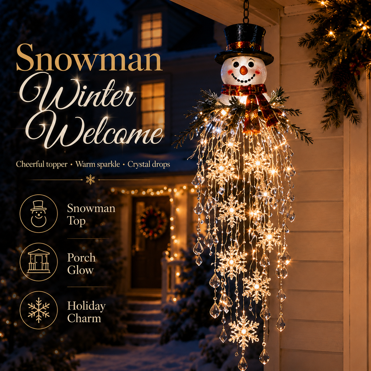 🔥LAST DAY 50% OFF❄️Christmas Hanging Snowflake & Crystal LED Light | Sparkling Porch & Holiday Decor✨