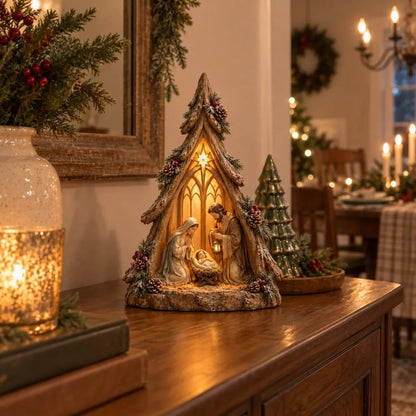 🎄✨ Old-World Lighted Nativity Trees – Warm Vintage Glow & Meaningful Christmas Décor ✝️🏡💛