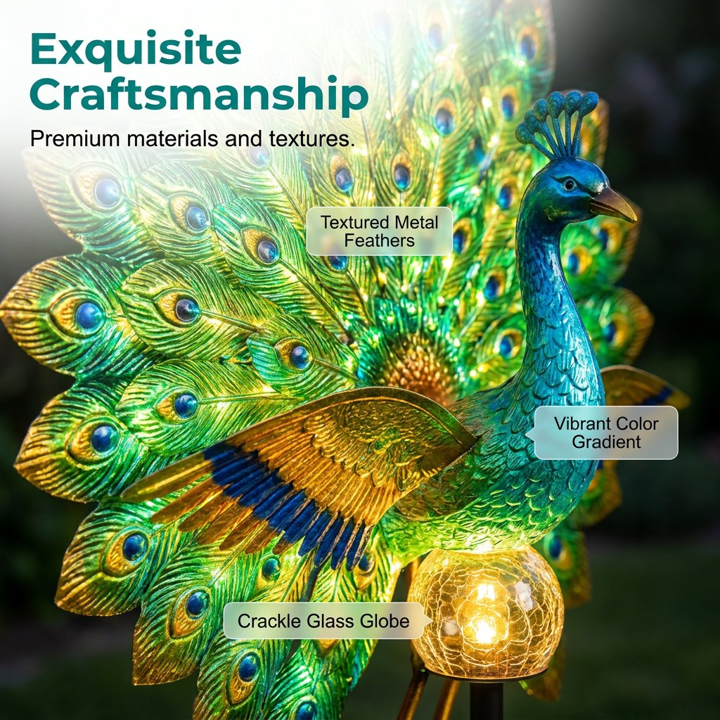 🔥 Last Day 60% OFF 🦚 Animated Solar Peacock Garden Sculpture