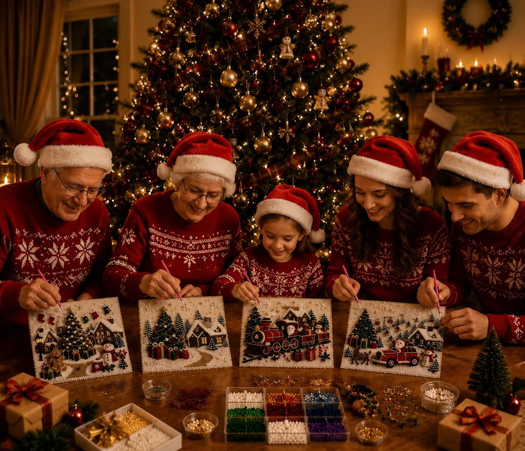 🎅 🎄 Premium 3D Pearl Christmas Wall Art Kit | Luxury Flocked Canvas with Scratch-Resistant Non-Fading Pearl Beads DIY Holiday Decor⛄️❄️