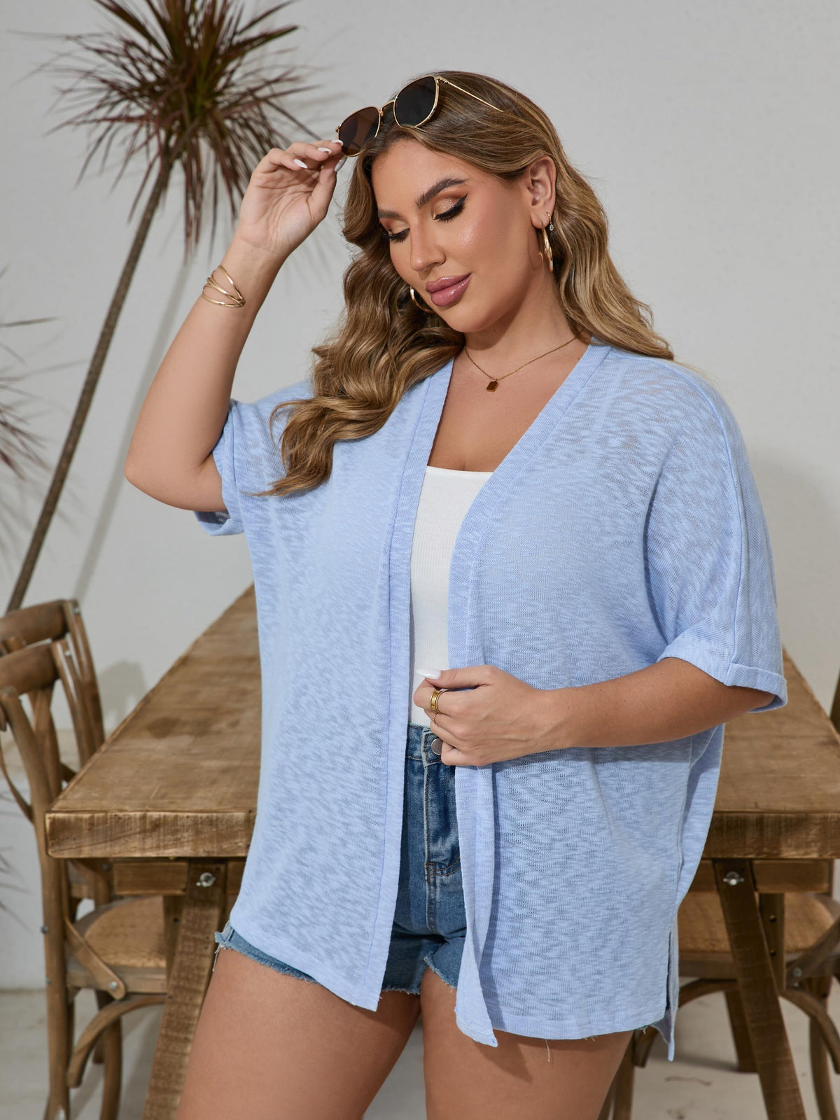 🔥Women's Lightweight Short Sleeve Knit Cardigan, Summer Beach Open Front Cover Up