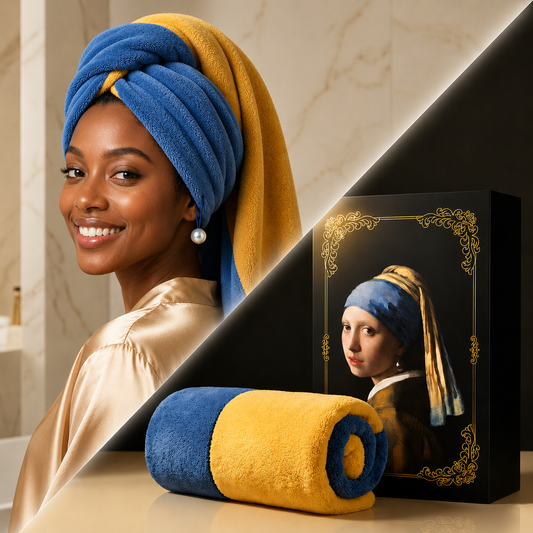 Pearl Strap Hair Towel Wrap – Art-Inspired, Fast-Drying Comfort