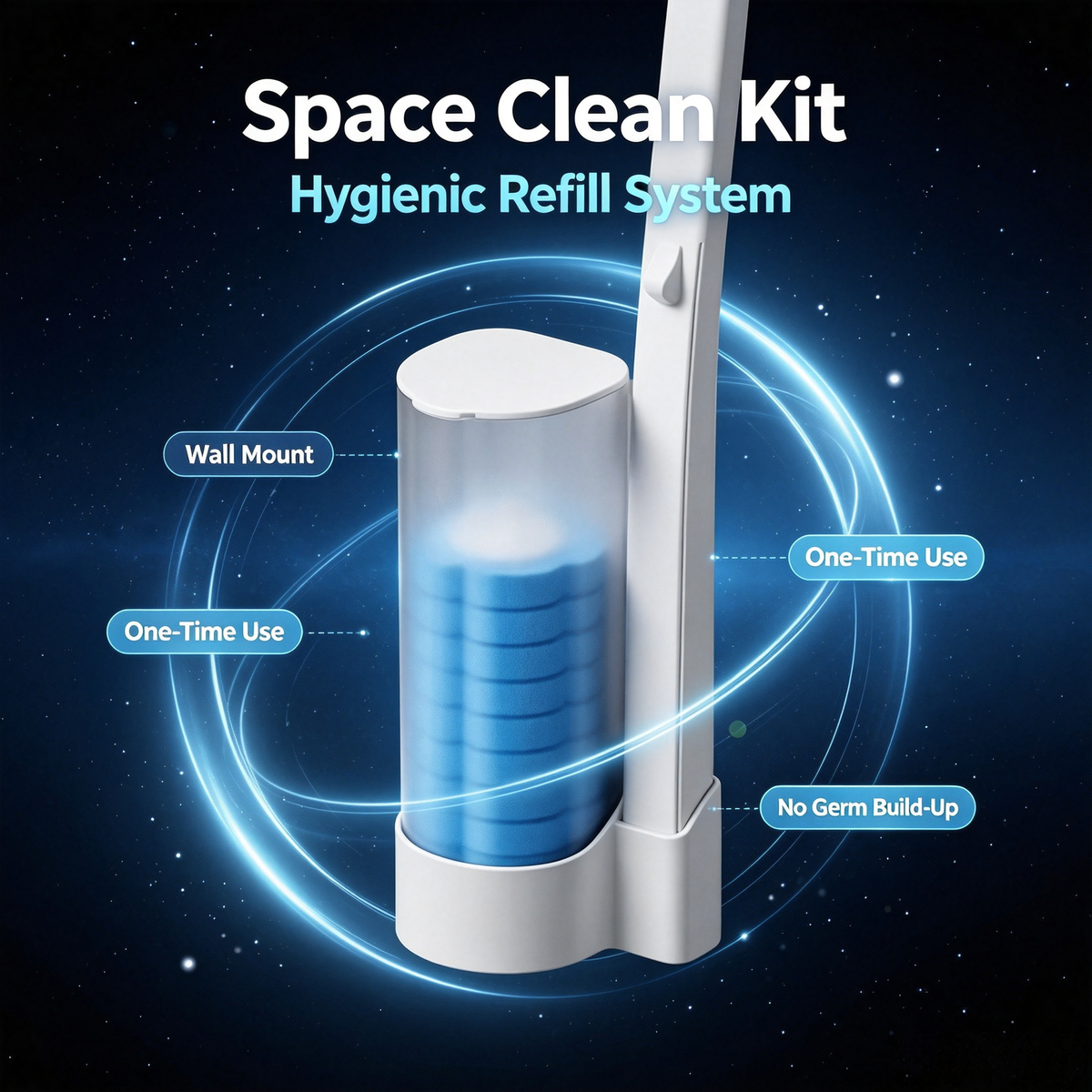 Toilet Scrubber Kit with Self-Cleaning Disposable Pads – No Pre-Rinse, No Mess, No Odor, Simplifies Bathroom Hygiene