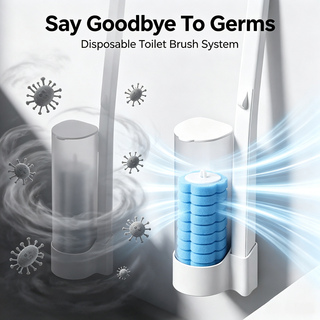 Toilet Scrubber Kit with Self-Cleaning Disposable Pads – No Pre-Rinse, No Mess, No Odor, Simplifies Bathroom Hygiene