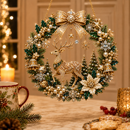 🎄✨ DIY Christmas Pearl Art Wreath Kit for Holiday Decor 🎁