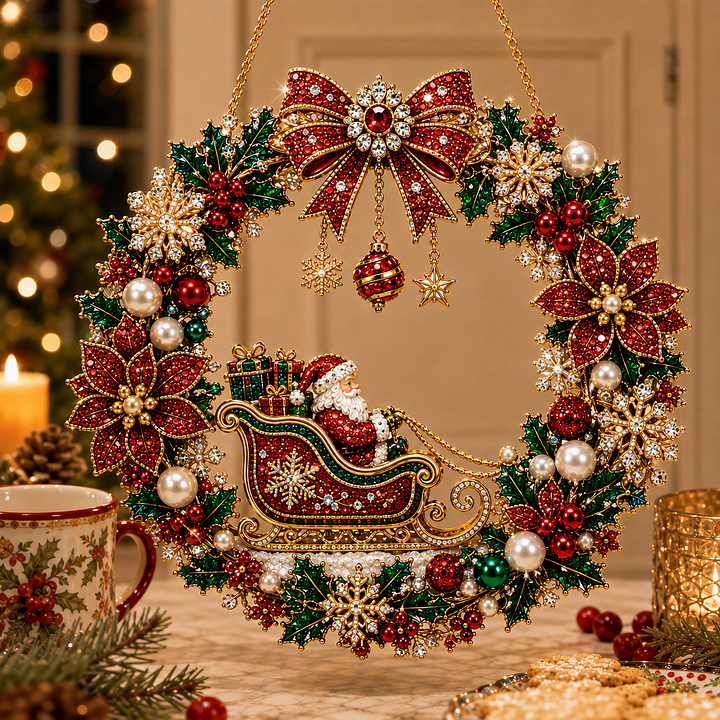 🎄✨ DIY Christmas Pearl Art Wreath Kit for Holiday Decor 🎁