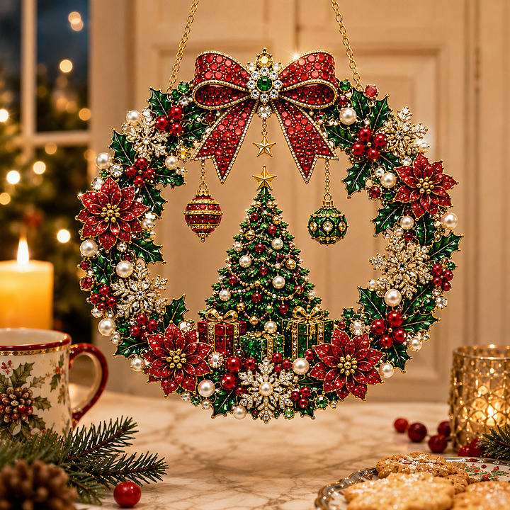 🎄✨ DIY Christmas Pearl Art Wreath Kit for Holiday Decor 🎁