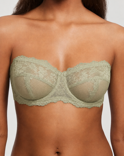 Elegant Lace Strapless Demi Balconette Underwire Bra