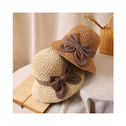 Straw Hat with Retro Bow – Foldable & Breathable for Summer!