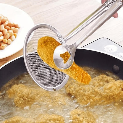 🔥50% OFF!🥢2 In 1 Food Tongs With Built In Oil Strainer For Easy Frying Serving And Draining