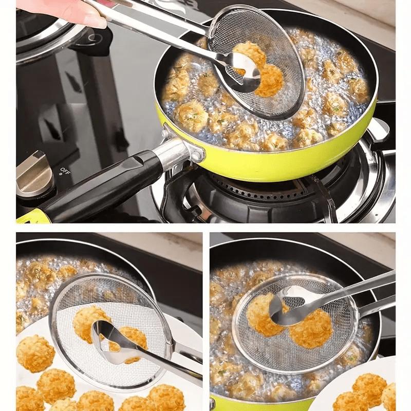 🔥50% OFF!🥢2 In 1 Food Tongs With Built In Oil Strainer For Easy Frying Serving And Draining
