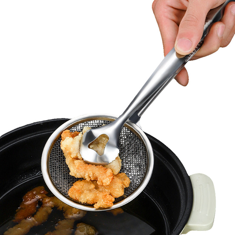 🔥50% OFF!🥢2 In 1 Food Tongs With Built In Oil Strainer For Easy Frying Serving And Draining