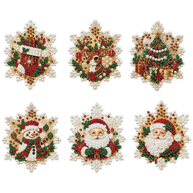 😍Xmas Pre Sales - 50% OFF🎄 6Pcs DIY Snowflake Diamond Art Ornament Kit | Festive Craft Fun