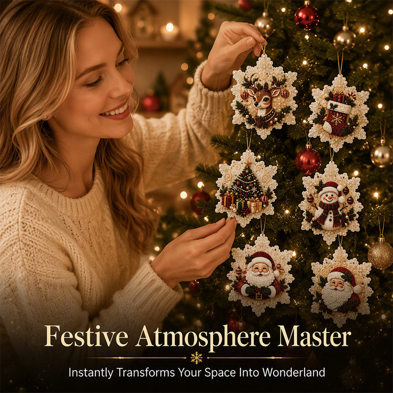 😍Xmas Pre Sales - 50% OFF🎄 6Pcs DIY Snowflake Diamond Art Ornament Kit | Festive Craft Fun