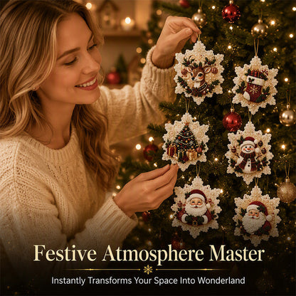 😍Xmas Pre Sales - 50% OFF🎄 6Pcs DIY Snowflake Diamond Art Ornament Kit | Festive Craft Fun