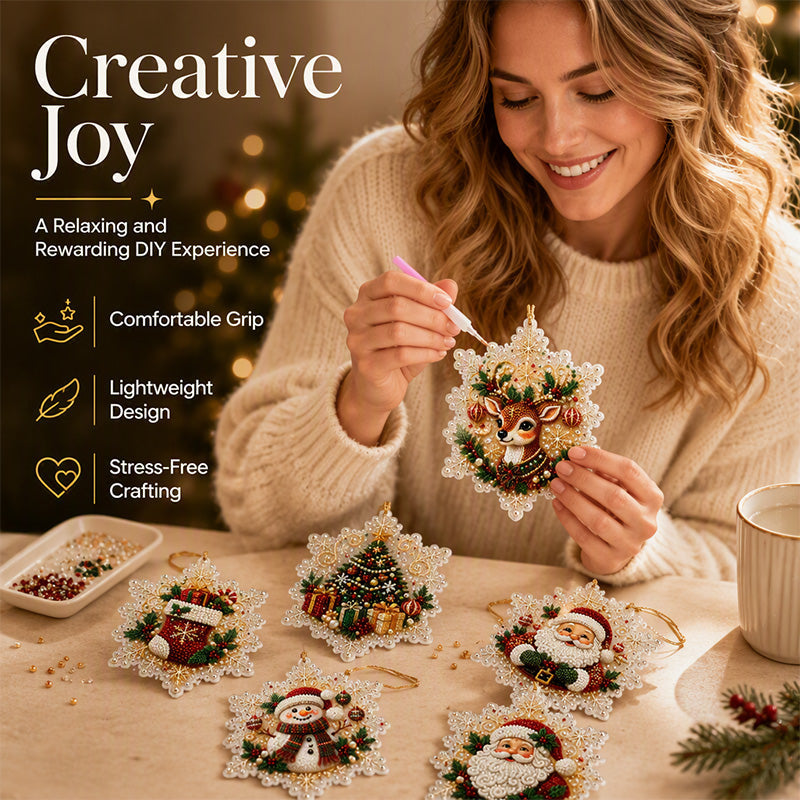 😍Xmas Pre Sales - 50% OFF🎄 6Pcs DIY Snowflake Diamond Art Ornament Kit | Festive Craft Fun