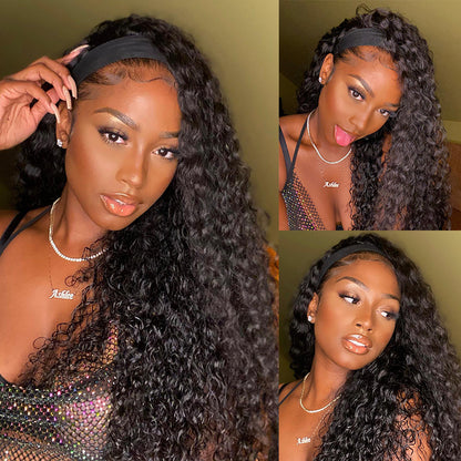 Ice Silk Headband Wig-100% Human Hair, Real Look